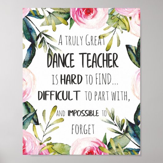 Poster Dance teacher Thank you quote (Devant)