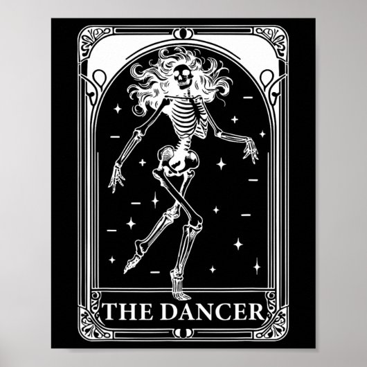Poster Dancer Carte Tarot Squelette Danser Fille Enseigna (Devant)