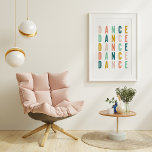 Poster Dancer Dance Simple Colorful Typography Design<br><div class="desc">Celebrate your love of dance with this fun typography design of the word DANCE in colorful lettering.</div>