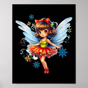 Poster Dancing Christmas Fairy Cute Fée Noël