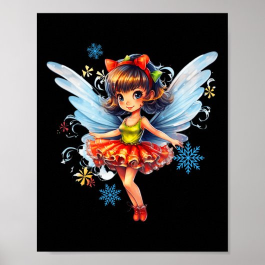 Poster Dancing Christmas Fairy Cute Fée Noël (Devant)