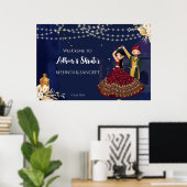 Poster Dancing couple Mehndi and Sangeet welcome sign (Bureau à domicile)