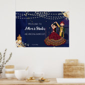Poster Dancing couple Mehndi and Sangeet welcome sign (Cuisine)