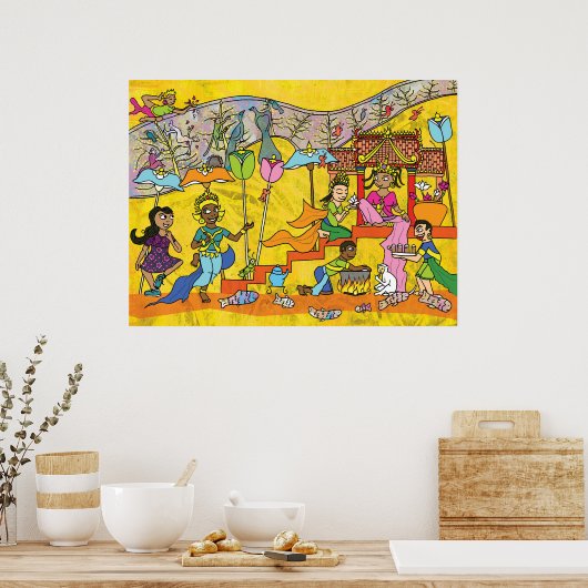 Poster Dancing Devas - Art cambodgien Imprimer (Cuisine)