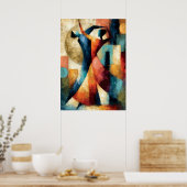 Poster Dancing Forms Japanese Geometric Figurative Art (Cuisine)