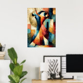 Poster Dancing Forms Japanese Geometric Figurative Art (Bureau à domicile)