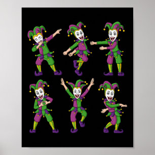 Poster Dancing Jokers Mardi Gras Fun Boys Girls