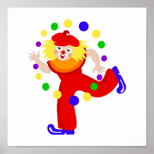 Poster Dancing Juggler Clown