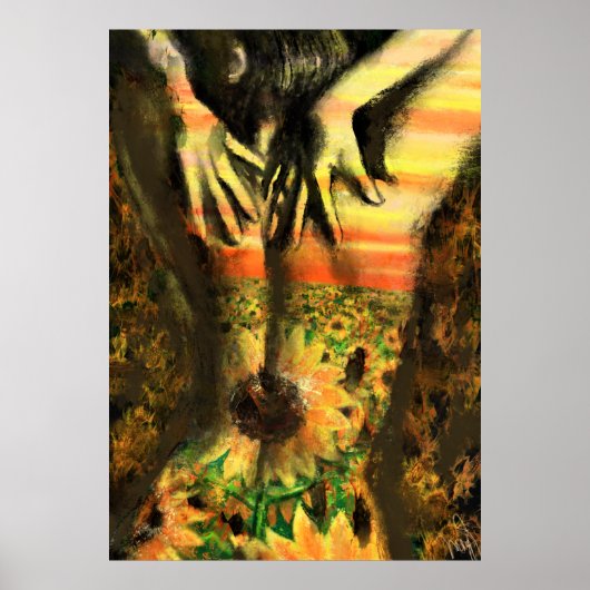 Poster Dancing Lady in Sunflower - Art de peinture origin (Devant)