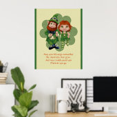 Poster Dancing Leprecauns Pixel Art St. Patrick's Day (Bureau à domicile)