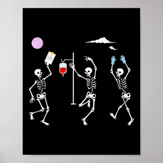 Poster Dancing Skeleton Funny Nurse Skeleton Halloween He (Devant)
