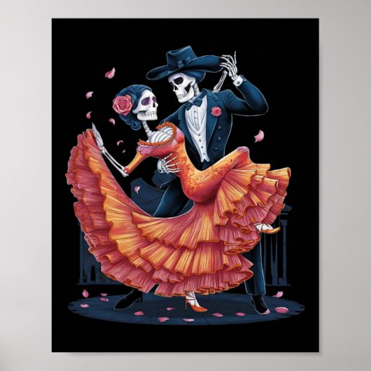 Poster Dancing Skeleton Halloween Ski Danser Hommes Omen (Devant)