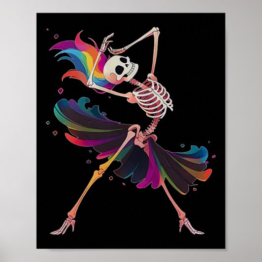 Poster Dancing Skeleton Rainbow Llerina Halloween (Devant)