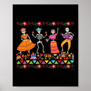 Poster Dancing Skeletons Day Of The Dead Mexican Dia De L