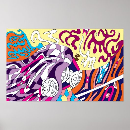 Poster "Dancing Sky Reaching Hill" Abstract Art (Devant)