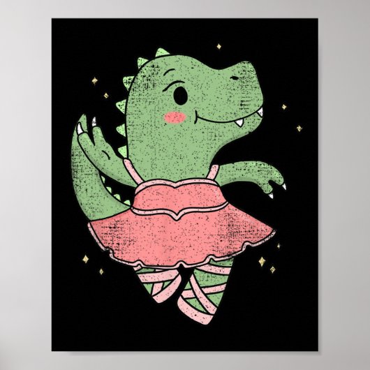 Poster Dancing T-rex Dinosaur Llerina For Llet Dancer Vin (Devant)