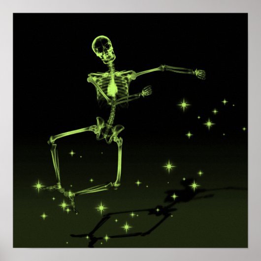 Poster Dancing X-Ray Skeleton - Lime Green (Devant)