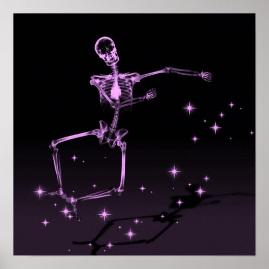 Poster Dancing X-Ray Skeleton - Rose (Devant)