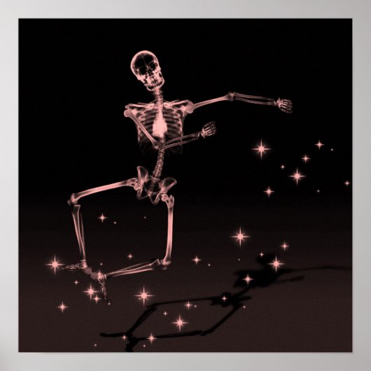 Poster Dancing X-Ray Skeleton - Rouge (Devant)