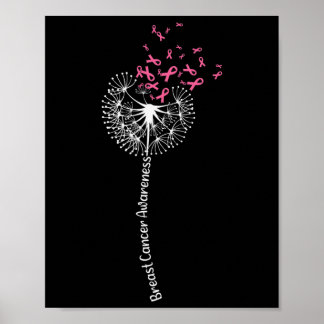 Poster Dandelion Cancer du sein Guerrier de sensibilisati