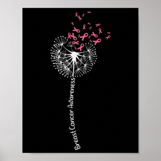 Poster Dandelion Cancer du sein Guerrier de sensibilisati (Devant)