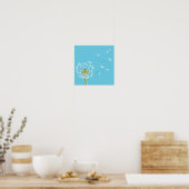 Poster Dandelion ciel bleu et blanc art (Cuisine)