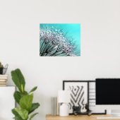 Poster Dandelion Dandelion Aqua Cyan Arrière - plan (Bureau à domicile)