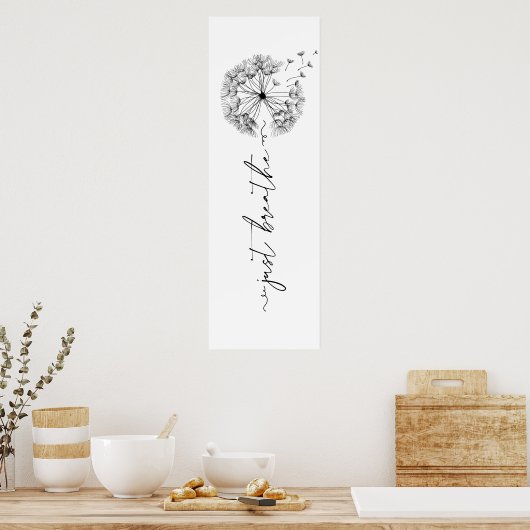 Poster Dandelion dans le vent - Breathe in Script (Cuisine)