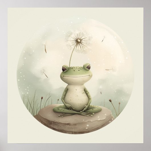 Poster Dandelion de méditation de grenouille (Devant)