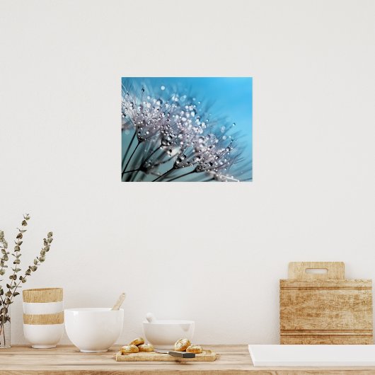 Poster Dandelion Dew Sparkling Sky Blue Arrière - plan (Cuisine)