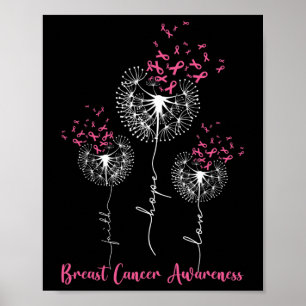 Poster Dandelion Faith Hope Love Cancer du sein Sensibili