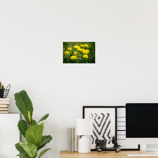 Poster Dandelion Fleurs Dandelions Jaune Vert (Bureau à domicile)
