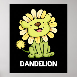 Poster Dandelion Funny Lion Pun Dark BG