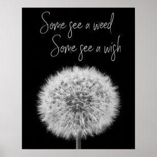 Poster Dandelion noir blanc closeup photo inspiré