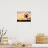 Poster Dandelion seed head blowing (Cuisine)