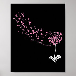 Poster Dandelion Sensibilisation au cancer du sein rose R