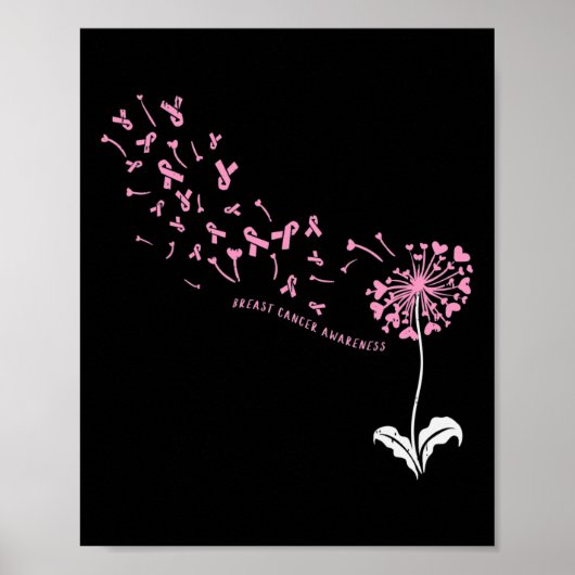 Poster Dandelion Sensibilisation au cancer du sein rose R (Devant)