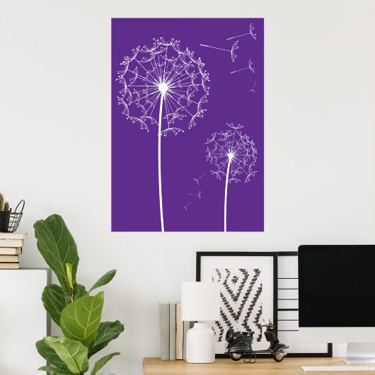 Poster dandelion violet (Bureau à domicile)