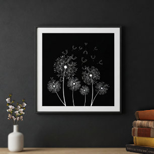 Poster Dandelions blancs en ligne art