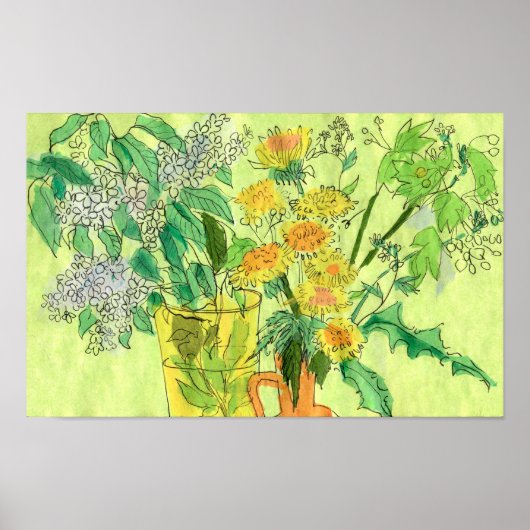 Poster Dandelions Cerisier Cerisier Fleurs d'été Art Flor (Devant)