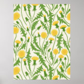 Poster Dandelions, vert, jaune et blanc (Devant)
