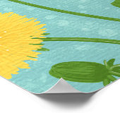 Poster Dandelions, vert, jaune et bleu (Coin)