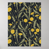 Poster Dandelions, vert, jaune et noir (Devant)