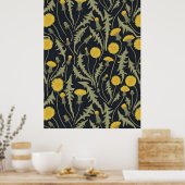 Poster Dandelions, vert, jaune et noir (Cuisine)