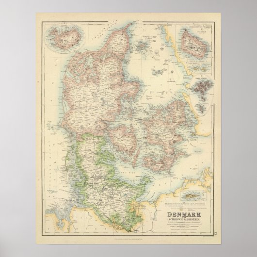 Poster Danemark avec Schleswig et Holstein (Devant)