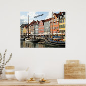 Poster Danemark, Canal Pittoresque à Copenhague (Cuisine)