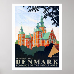 Poster Danemark, château de Rosenborg, romance médiévale