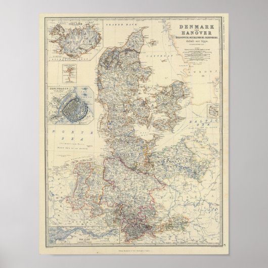 Poster Danemark, Hanovre, Brunswick, Mecklenburg (Devant)
