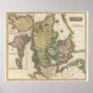 Poster Danemark, Islande, Îles Féroé