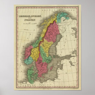 Poster Danemark, Suède Et Norvège